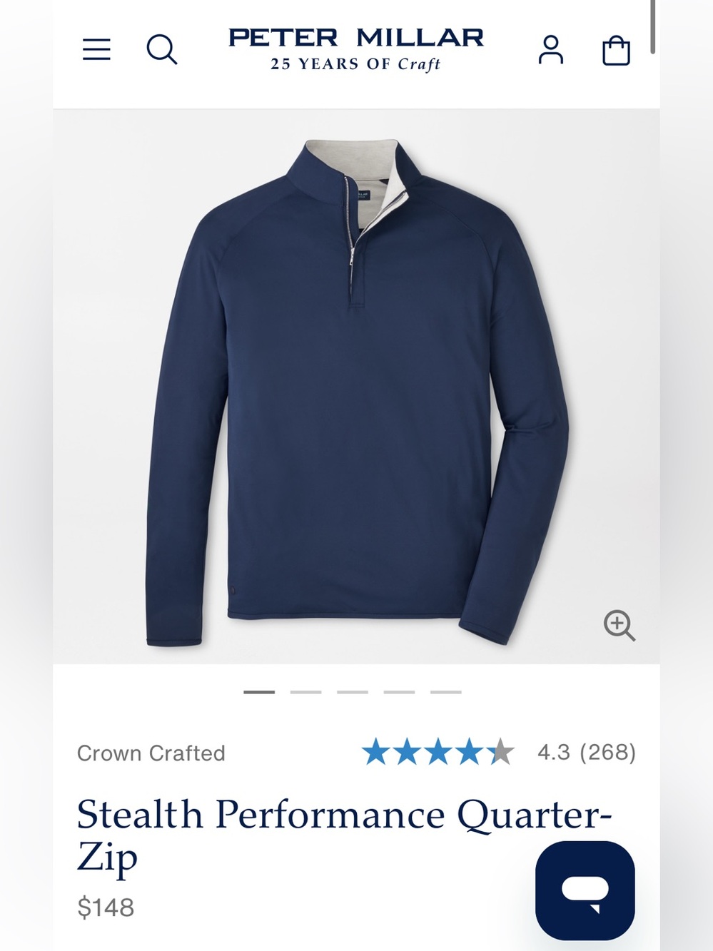 Peter Millar Navy Quarter-Zip Performance Pullover